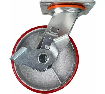 Аппаратное поворотное колесо большегрузное с тормозом HITCH 190*50 полиуретан SCpb80 (SZ085016) купить в Челябинске