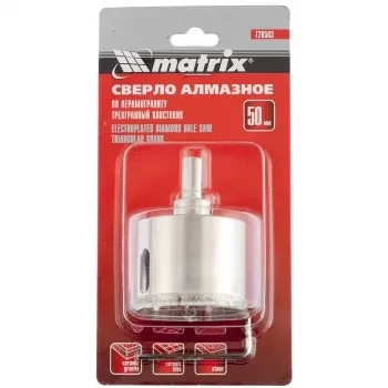 Сверло алмазное по керамограниту 55 х 67 мм 3-гранный хвостовик MATRIX 726553 купить в Челябинске