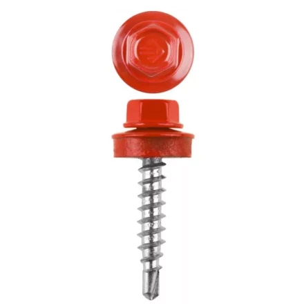 Саморезы ЗУБР &quot;ПРОФЕССИОНАЛ&quot; окраш., RAL 3003 рубин.-красн., для крепл. кров. матер. к дерев. обреш., 4.8x29мм, 400шт 4-300315-48-029-3003 купить в Челябинске