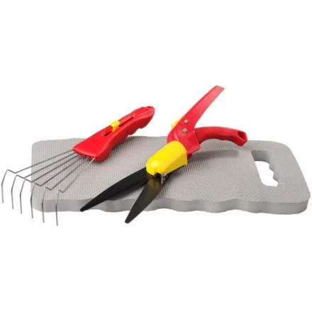 Набор GRINDA садовый, 3 предмета: ножницы для стрижки травы, подколенник, грабельки 8-422035 купить в Челябинске