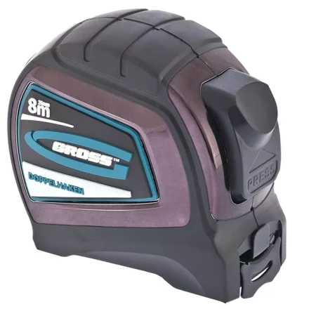 Рулетка &quot;Doppelhaken&quot; 8 м x 25 мм двухсторонний зацеп нейлон двуст. шкала автоматич  GROSS 31125 купить в Челябинске