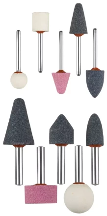 Набор ЗУБР &quot;МАСТЕР&quot;: Абразивные минишарошки-насадки для гравера и дрели, хвостовик d 3,2мм,  d 6мм 35998-H10 купить в Челябинске