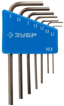 Набор ключей имбусовых ЗУБР &quot;ЭКСПЕРТ&quot; МИНИ для точных работ, Cr-V, HEX 0,7, 0,9, 1,3, 1,5, 2, 2,5, 3 мм, 7 шт 27471-H7 купить в Челябинске