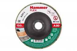 Круг Лепестковый Торцевой (КЛТ) HAMMER КЛТ 1 Ф150х22 Р80 213-029