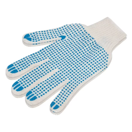 Перчатки трикотажные усиленные, с ПВХ точкой, 7 класс вязки Россия 677745 купить в Челябинске