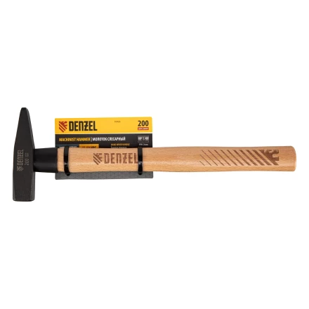 Молоток слесарный, 200 г Denzel, кованый квадратный боек, буковая рукоятка, 10426 купить в Челябинске