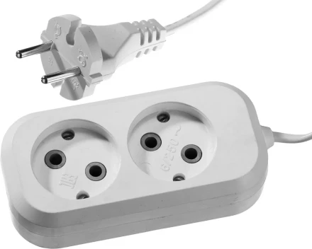 Удлинитель СИБИН электрический, ШВВП сечение 0,75кв мм, 2 гнезда, макс мощн 1300Вт, 3м 55091-3 купить в Челябинске