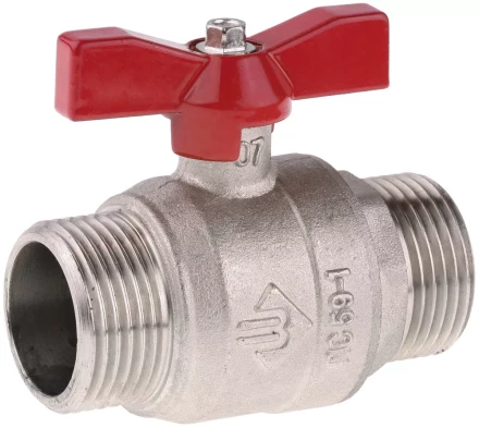 Кран ЗУБР шаровой 1/2&quot; полнопроходной &quot;папа-папа&quot;, бабочка, никелированная латунь 51355-N-1/2 купить в Челябинске