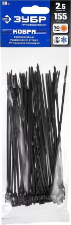 Кабельные стяжки черные КОБРА с плоским замком нейлоновые пакет серия ПРОФЕССИОНАЛ купить в Челябинске