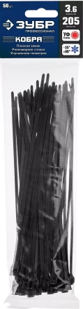 Кабельные стяжки черные КОБРА с плоским замком нейлоновые пакет серия ПРОФЕССИОНАЛ купить в Челябинске