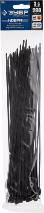 Кабельные стяжки черные КОБРА с плоским замком нейлоновые пакет серия ПРОФЕССИОНАЛ купить в Челябинске
