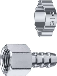 ЗУБР штуцер елочка, 10 мм - 1/4F, переходник с обжимным хомутом, Профессионал (64923-1/4-10)