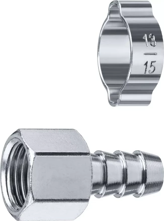 ЗУБР штуцер елочка, 10 мм - 1/4F, переходник с обжимным хомутом, Профессионал (64923-1/4-10) купить в Челябинске