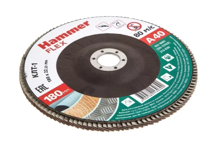 Круг Лепестковый Торцевой (КЛТ) HAMMER КЛТ 1 Ф180х22 Р40 213-030 купить в Челябинске