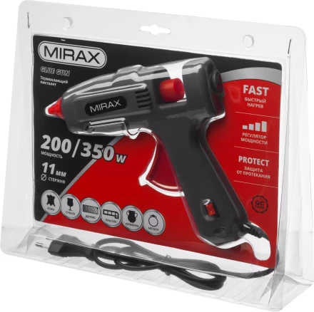 Пистолет клеевой (термоклеящий) электрический, MIRAX 06807, 200Вт/350Вт, 220В, 11мм 06807 купить в Челябинске