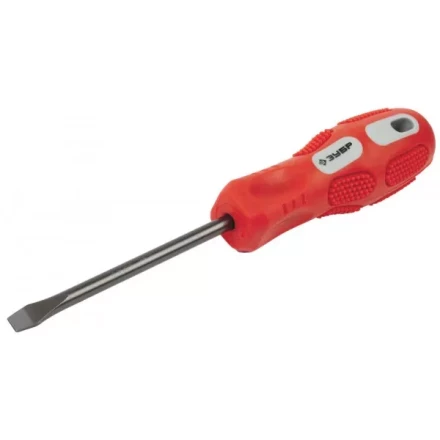 Отвертка ЗУБР &quot;ПРОФИ&quot; хромованадиевая сталь, двухкомпонентная рукоятка, магнит наконечник, SL6,0x100мм 25231-6.0-100_z01 купить в Челябинске