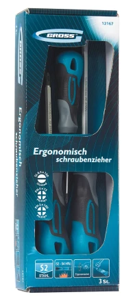 Набор отвёрток комбинированный 3 шт,S2 трехкомпонентная рукоятка GROSS 12167 купить в Челябинске