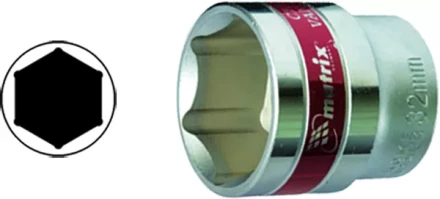 Головка торцевая 12 мм 6-гранная CrV под квадрат 1/2" хромированная  MATRIX MASTER 13112 купить в Челябинске