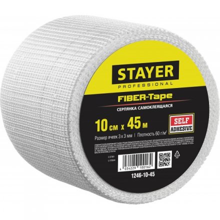 Серпянка самоклеящаяся FIBER-Tape, 10 см х 45м, STAYER Professional 1246-10-45 1246-10-45 купить в Челябинске