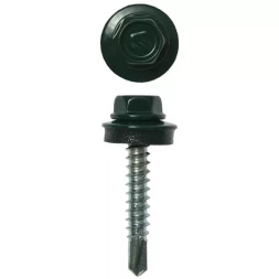 Саморезы ЗУБР "ПРОФЕССИОНАЛ" окраш., RAL 6005 зелен. насыщен., для крепл. кров. матер. к дерев. обреш., 4.8x35мм, 380шт 4-300315-48-035-6005