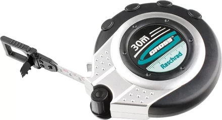 Рулетка геодезическая 30 м х 13 мм GROSS закр. корп. металл. лента нейлон двуст. Шкала 31252 купить в Челябинске