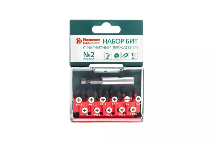 Набор бит HAMMER 25мм (PB набор No2 12шт.  Ph/Pz/Sl/Tх) купить в Челябинске