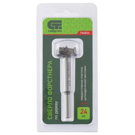 Сверло Форстнера по дереву 24 мм цилиндрический хвостовик СИБРТЕХ 704824 купить в Челябинске
