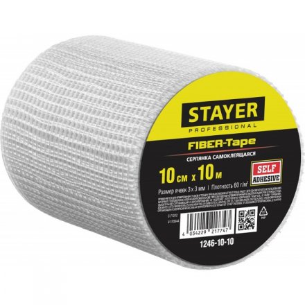 Серпянка самоклеящаяся FIBER-Tape, 10 см х 10м, STAYER Professional 1246-10-10 1246-10-10 купить в Челябинске