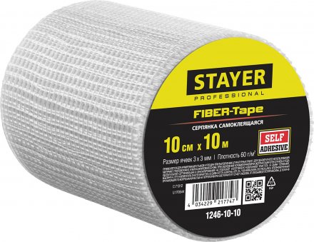 Серпянка самоклеящаяся FIBER-Tape, 10 см х 10м, STAYER Professional 1246-10-10 1246-10-10 купить в Челябинске