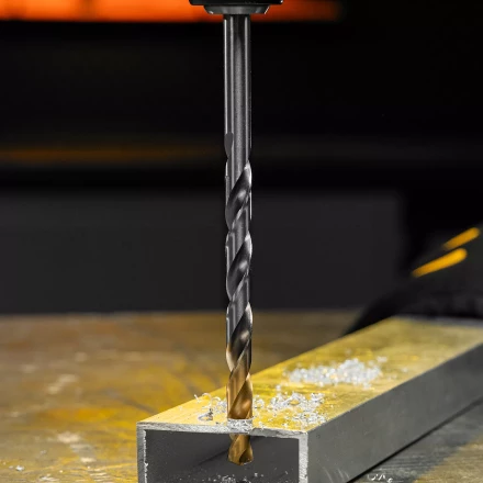 Сверло спиральное по металлу Denzel, 10 х 184 мм, Р6М5, Golden Tip, удлиненное 718263 купить в Челябинске