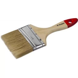 Кисть плоская ЗУБР "УНИВЕРСАЛ-МАСТЕР", натуральная щетина, деревянная ручка, 100мм 4-01003-100