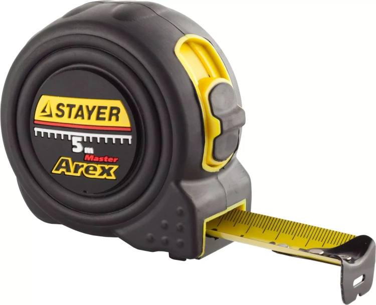 Рулетка STAYER "PROFI" "AREX", двухкомпонентный противоударный корпус, упрочненное полотно, 5м/25мм 3410-05-25_z01 купить в Челябинске