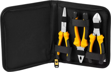 Набор JCB: Губцевый инструмент, хромированное покрытие, двухкомпонентные рукоятки, CrV cталь, 3 предм, чехол JPL016 купить в Челябинске