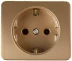 Розетка СВЕТОЗАР &quot;ГАММА&quot; с заземлением, одинарная, без вставки и рамки, цвет золотой металлик, 16А/~250В SV-54105-GM купить в Челябинске