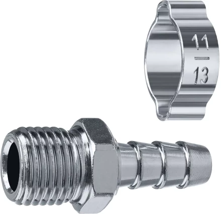 ЗУБР штуцер елочка, 8 мм - 1/4M, переходник с обжимным хомутом, Профессионал (64924-1/4-08) купить в Челябинске