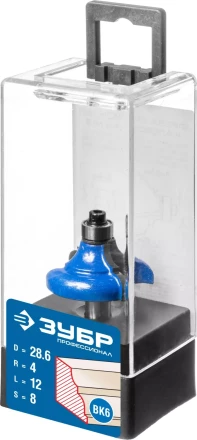 ЗУБР 28.6 x 12 мм, радиус 4 мм, фреза кромочная калевочная №2, Профессионал (28704-28.6) купить в Челябинске