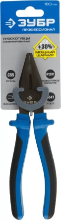 Плоскогубцы комбинированные ЗУБР эксцентриковое расположение шарнира, особостойкое спец. покрытие Н12Х1 (никель/хром), двухкомп рукоятки, 180мм 2201-1-18_z01 купить в Челябинске