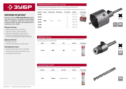 Коронка по бетону ЗУБР &quot;МАСТЕР&quot; с державкой SDS-Plus, 68 мм 29211-68 купить в Челябинске