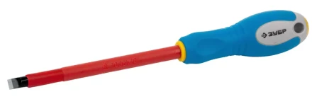 ЗУБР "ПРОФИ ЭЛЕКТРИК". Отвертка Cr-V, трехкомпонент рукоятка, высоковольтная до ~1000В, SL, 8,0x175 мм 25261-8.0-175 купить в Челябинске