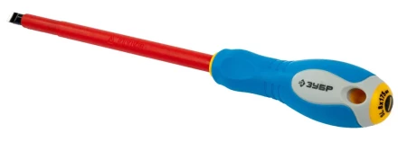 ЗУБР "ПРОФИ ЭЛЕКТРИК". Отвертка Cr-V, трехкомпонент рукоятка, высоковольтная до ~1000В, SL, 8,0x175 мм 25261-8.0-175 купить в Челябинске
