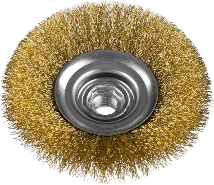 ЗУБР &quot;ПРОФЕССИОНАЛ&quot;. Щетка коническая для УШМ, витая латунированная стальная проволока 0,3мм, 115ммхМ14 35267-115_z02 купить в Челябинске