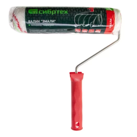 Валик &quot;Эмали&quot;, 250 мм, ворс 12 мм, D - 48 мм, D ручки - 6 мм, полиамид, полиакрил Сибртех 80197 купить в Челябинске