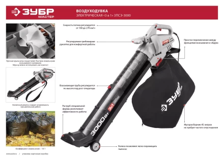 Пылесос садовый (воздуходувка) ЗПСЭ-3000 серия МАСТЕР купить в Челябинске