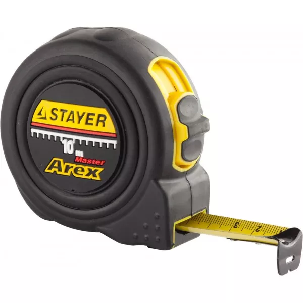 Рулетка STAYER "PROFI" "AREX", двухкомпонентный противоударный корпус, упрочненное полотно, 10м/25мм 3410-10_z01 купить в Челябинске