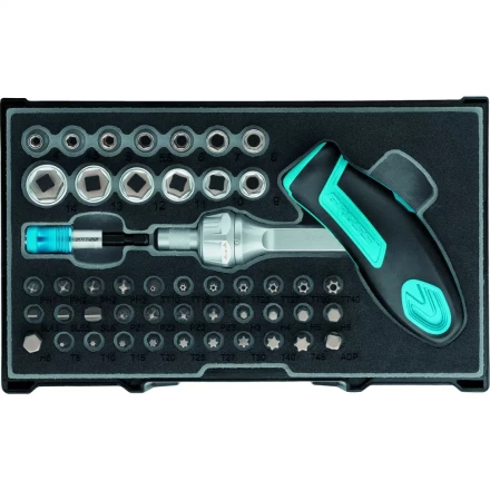 Отвертка реверсивная с двух-позиционной ручкой Т-образной с набором бит, 48 шт., S2 Gross 11613 купить в Челябинске