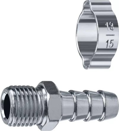 ЗУБР штуцер елочка, 10 мм - 1/4M, переходник с обжимным хомутом, Профессионал (64924-1/4-10) купить в Челябинске