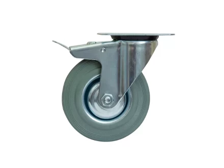 Колесо поворотное серая резина SCB 55 f 125 мм с тормозом 1027214 купить в Челябинске