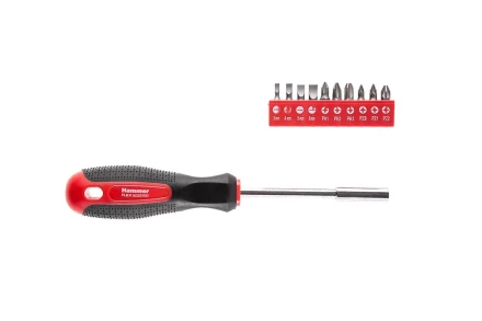Отвертка HAMMER 601-036 с набором бит 11 предметов купить в Челябинске