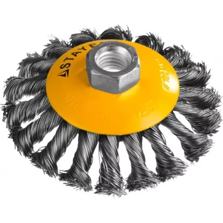 STAYER &quot;PROFESSIONAL&quot;. Щетка коническая для УШМ, жгутированная стальная проволока 0,5мм, 100ммхМ14 35135-100 купить в Челябинске