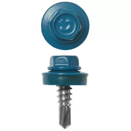 Саморезы ЗУБР окраш., RAL 5009 небесно-голуб., для крепл. кров. матер. к металл. констр., 5.5x25мм, 1800шт 4-300310-55-025-5009 купить в Челябинске